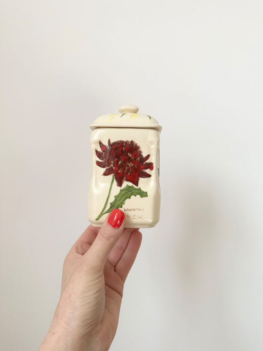 Hand-Painted Vintage Style Ceramic Canister - Storage Jar with Lid