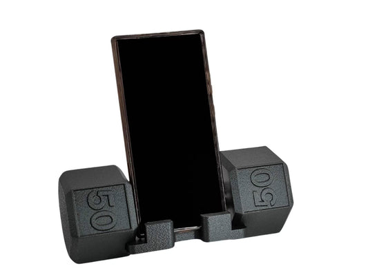 Dumbbell Phone Stand - 3D Printed Desk Holder for Gym Lovers (Fits Large Phones)