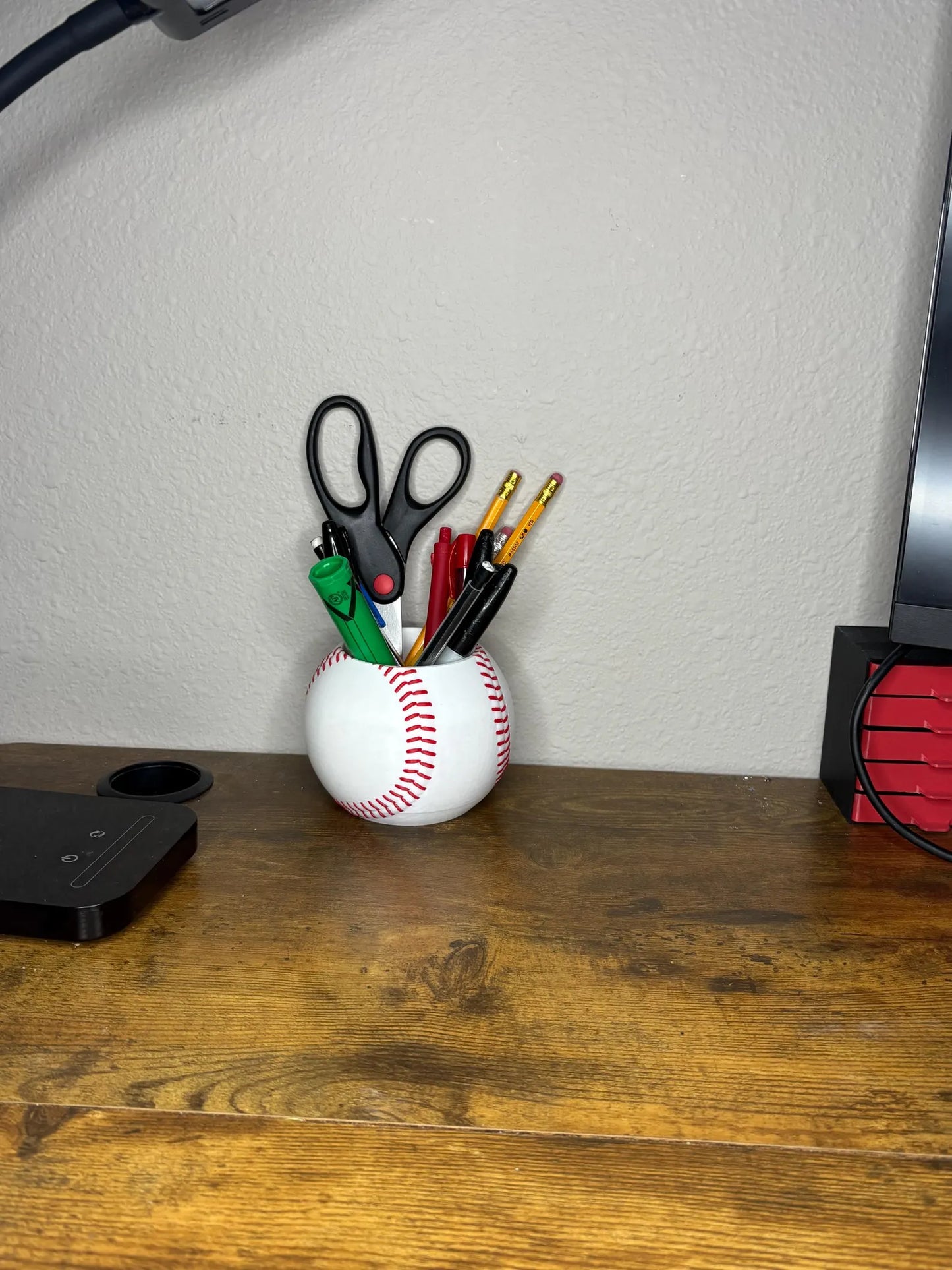 Baseball Pen & Pencil Holder - 3D Printed Desk Organizer (Sports Decor)