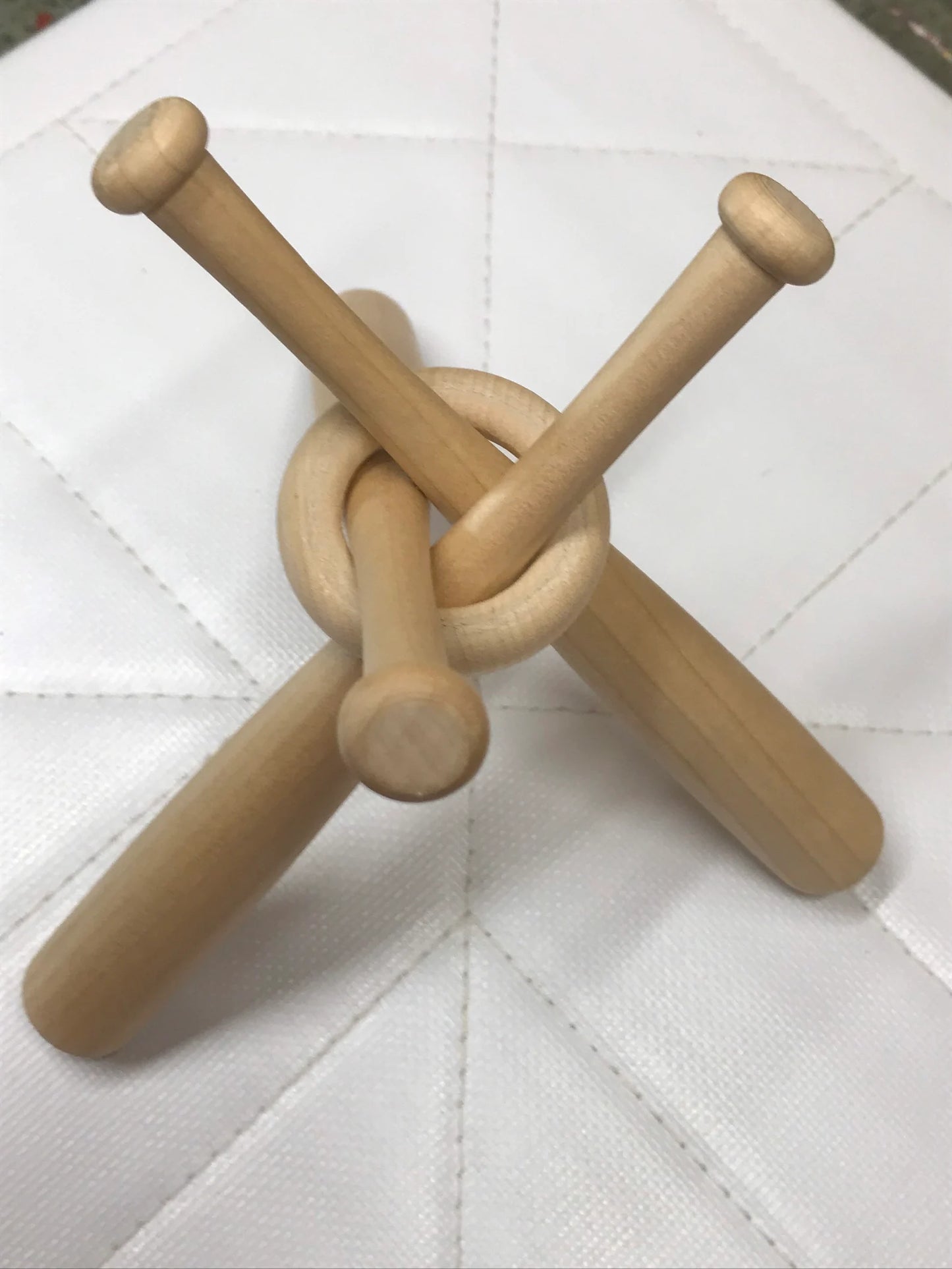 Wooden Baseball Display Stand - Mini Bat Tripod Holder for Memorabilia (Ball Not Included)