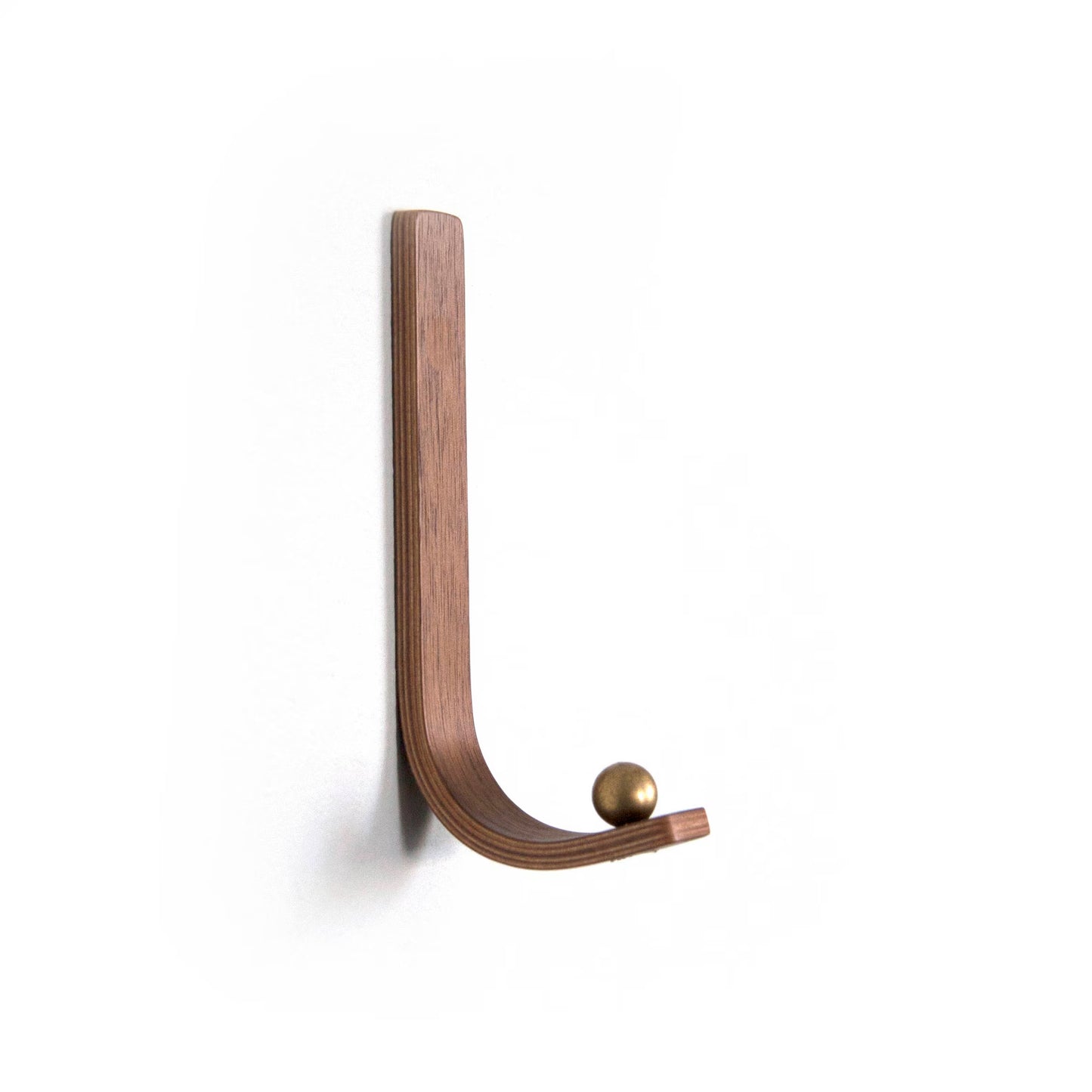 Modern Bent Plywood Wall Hook - Minimalist Wood Coat Hanger with Metal Accent