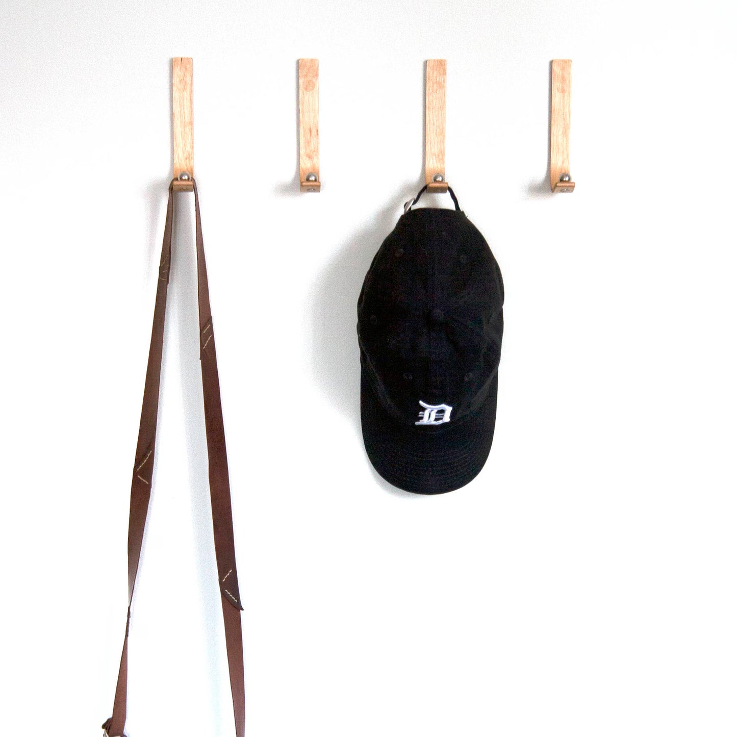 Modern Bent Plywood Wall Hook - Minimalist Wood Coat Hanger with Metal Accent