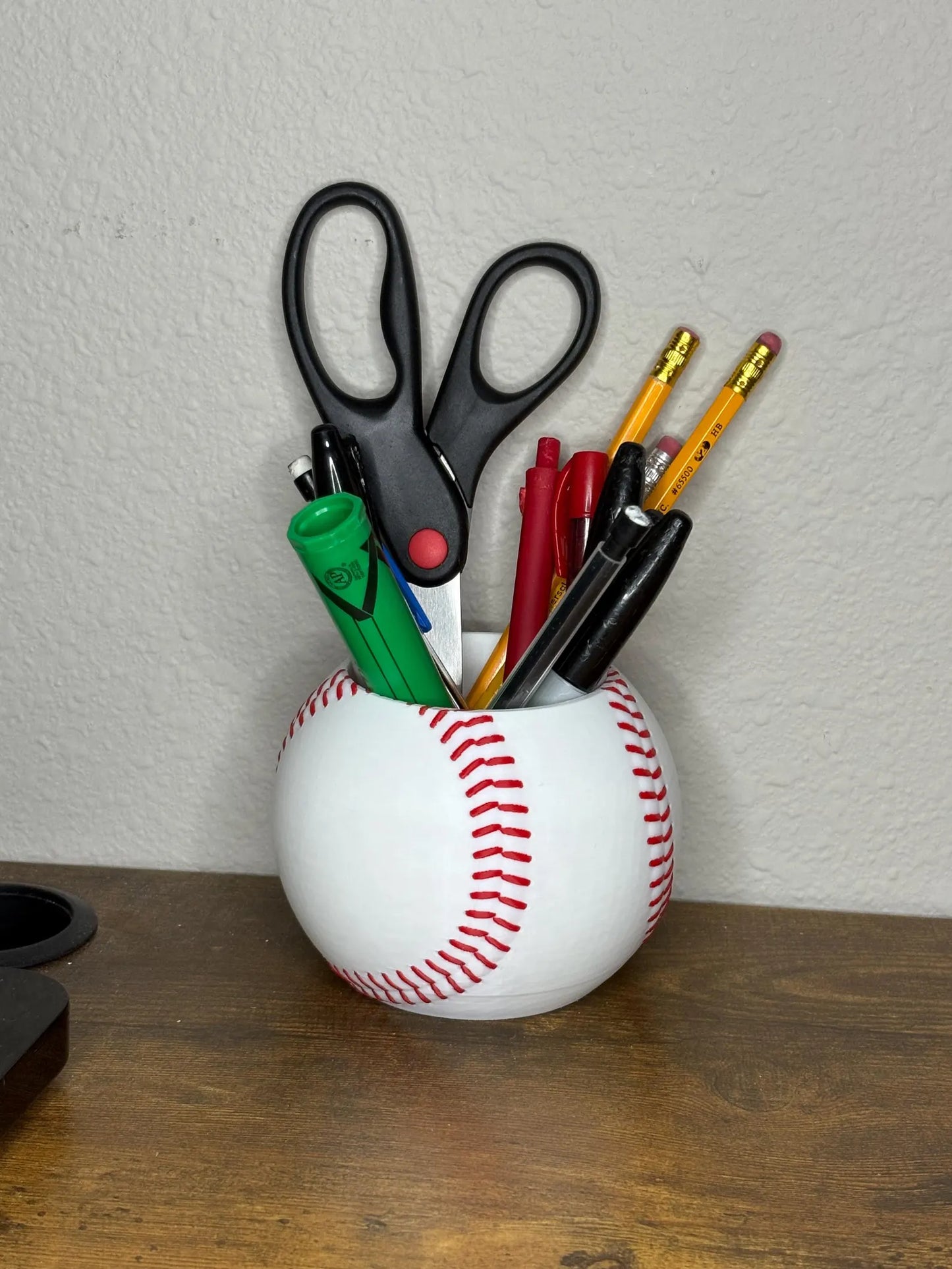 Baseball Pen & Pencil Holder - 3D Printed Desk Organizer (Sports Decor)