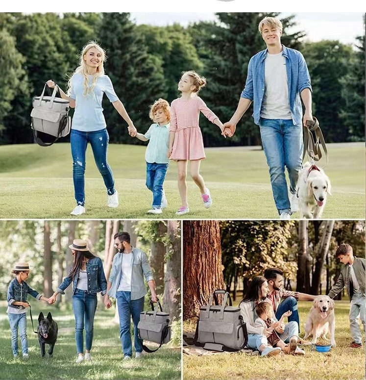 6-Piece Pet Travel Bag Set - Dog Food Organizer Tote with Collapsible Bowls (Grey)