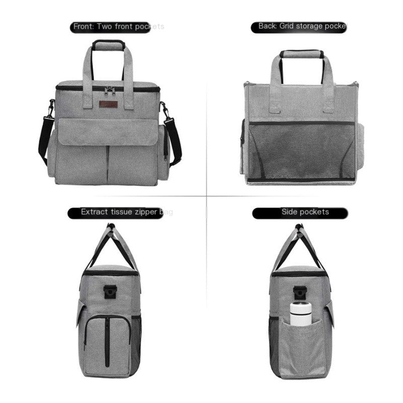 6-Piece Pet Travel Bag Set - Dog Food Organizer Tote with Collapsible Bowls (Grey)