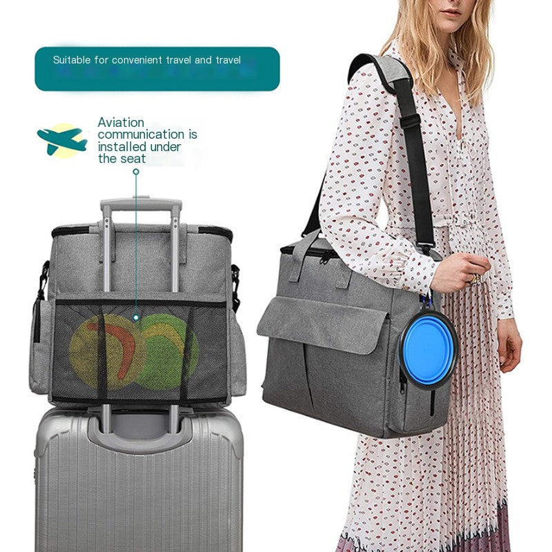 6-Piece Pet Travel Bag Set - Dog Food Organizer Tote with Collapsible Bowls (Grey)