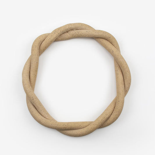 Handmade Speckled Ceramic Trivet - Twisted Clay Hot Pot Holder for Kitchen Dining