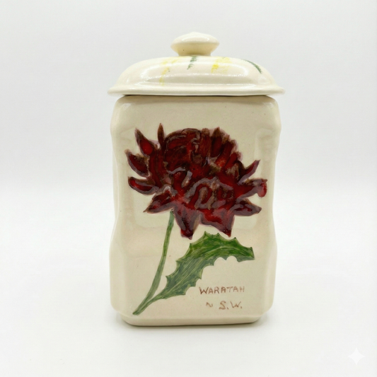 Hand-Painted Vintage Style Ceramic Canister - Storage Jar with Lid