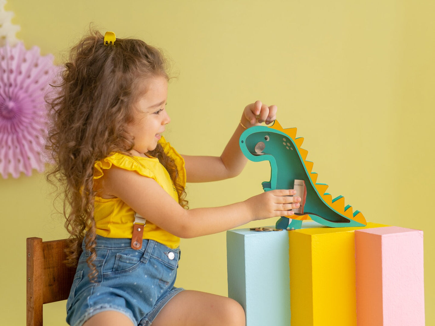 Wooden Dinosaur Money Box - Kids Coin Bank & Nursery Decor