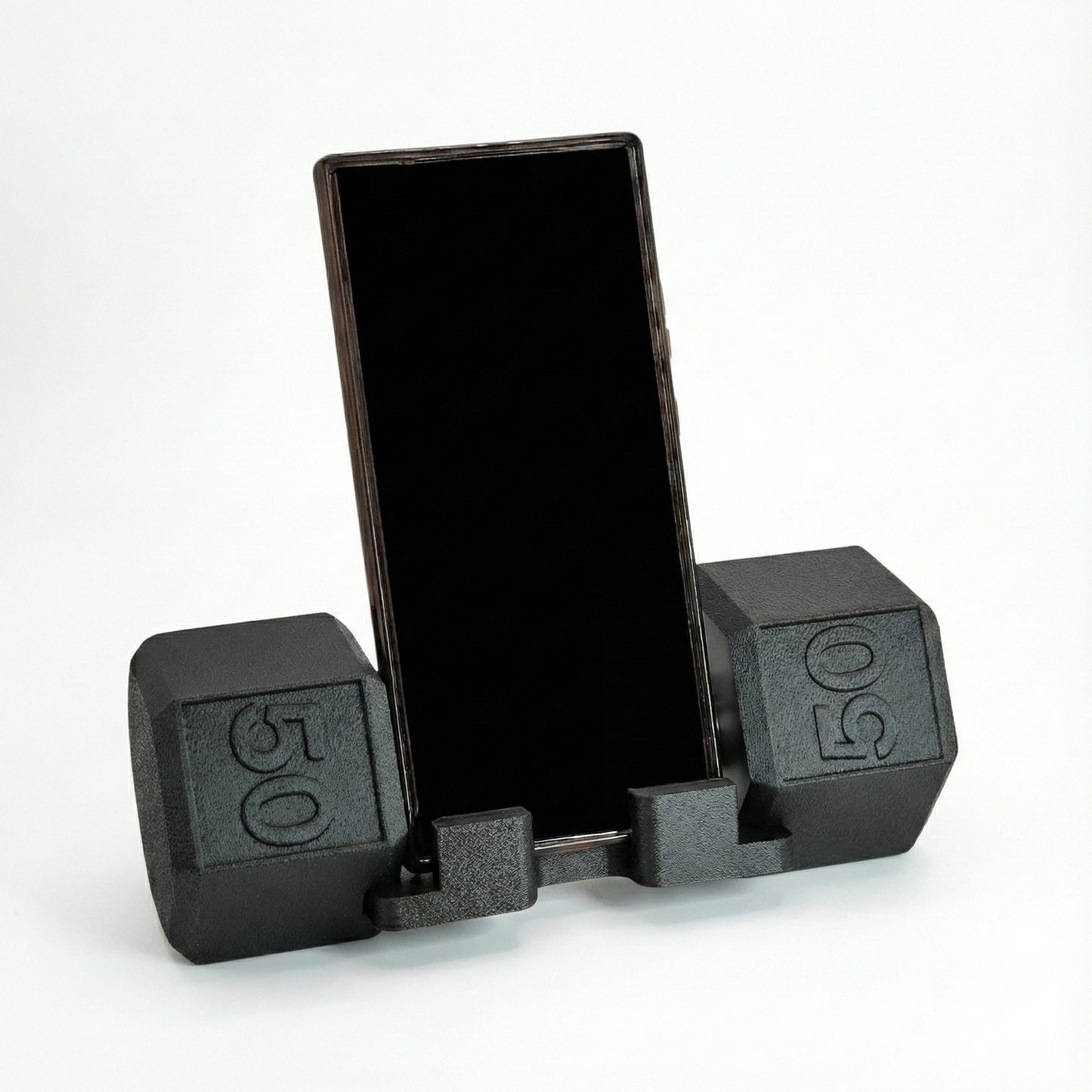 Dumbbell Phone Stand - 3D Printed Desk Holder for Gym Lovers (Fits Large Phones)
