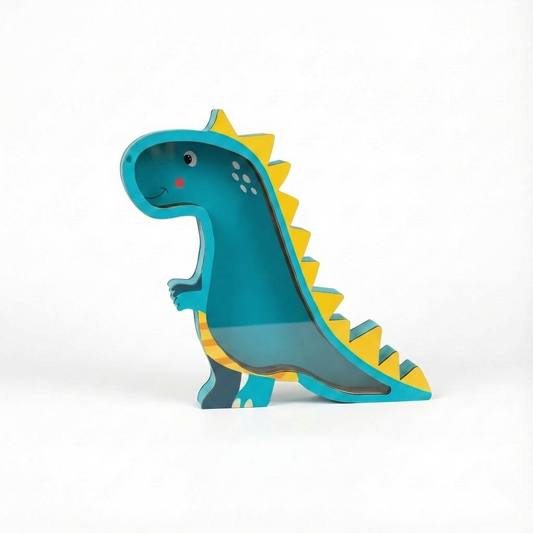 Wooden Dinosaur Money Box - Kids Coin Bank & Nursery Decor