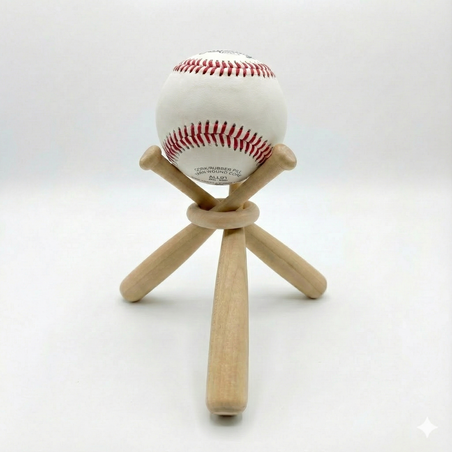 Wooden Baseball Display Stand - Mini Bat Tripod Holder for Memorabilia (Ball Not Included)